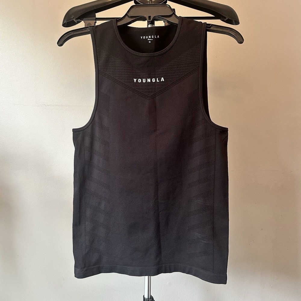 YoungLA Seamless Tank Top Women Medium Black Active Streetwear